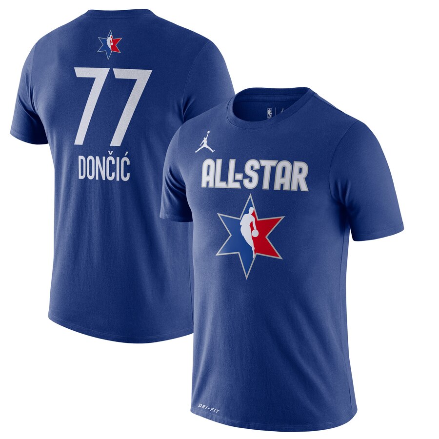 Men Luka Doncic Jordan Brand 2020 NBA AllStar Game Name & Number Player TShirt  Blue